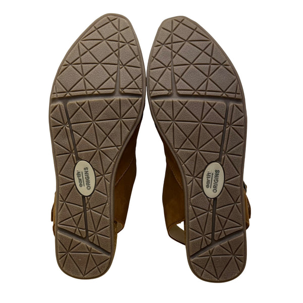 Earth Origins Women’s Almond Leather Adhesive Strap Palomos Percy Sandals Sz 11