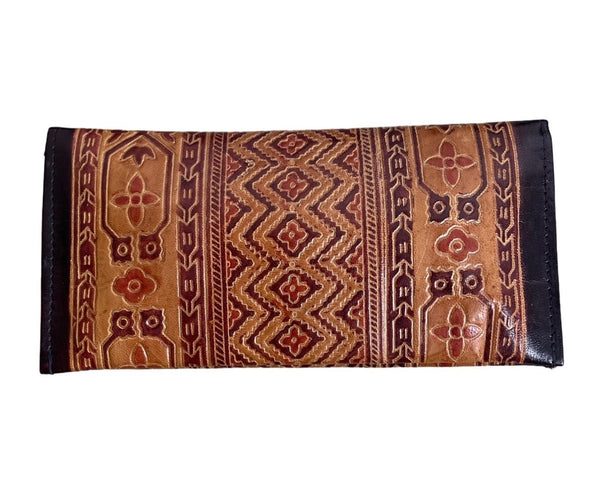 Vintage Unbranded Women's Brown & Black Tribal Ethnic Wallet Sz M
