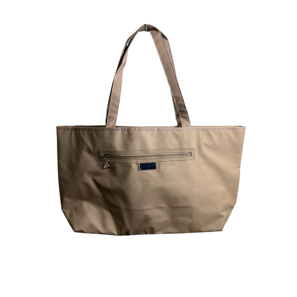 Bella Russo Women Beige Nylon Tote Bag Zipper Closure Functional & Lightweight Design Bella Russo Women Beige Nylon Tote Bag Zipper Closure Functional & Lightweight Design