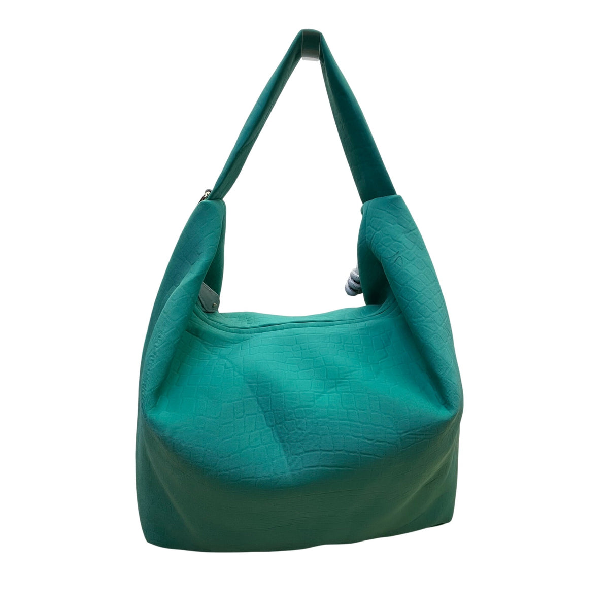 Sondra Roberts Women’s Green Aqua Croc-Embossed W Knot Detail Satchel Hobo Bag