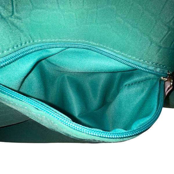 Sondra Roberts Women’s Green Aqua Croc-Embossed W Knot Detail Satchel Hobo Bag