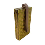 Vintage Evans Gold Tone Woven Design With Mirror & Lipstick Holder Makeup Case