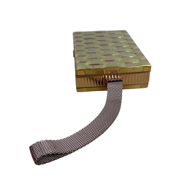 Vintage Evans Gold Tone Woven Design With Mirror & Lipstick Holder Makeup Case