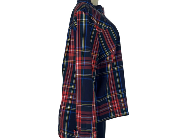 J.Crew Womens Multicolor Plaid Cotton Blouse Rhinestone Trim Long Sleeve Size 12
