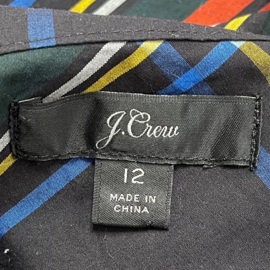 J.Crew Womens Multicolor Plaid Cotton Blouse Rhinestone Trim Long Sleeve Size 12