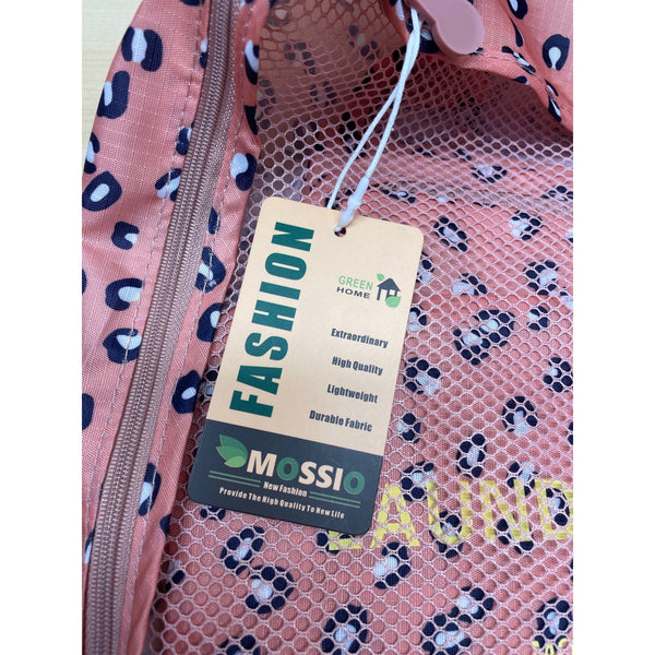 Mossio Women Pink Polyester Mesh Laundry Bag Animal Print 12" Lightweight Durable