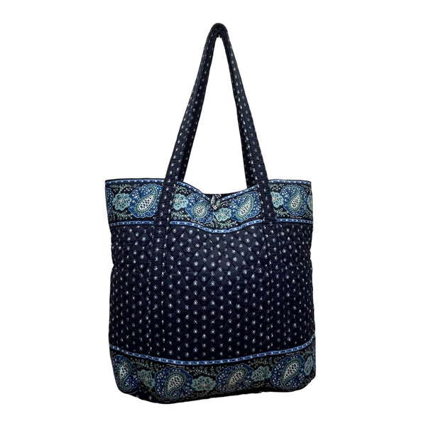Vera Bradley Paisley Quilted With Long Straps Blue Floral Design Tote Bag