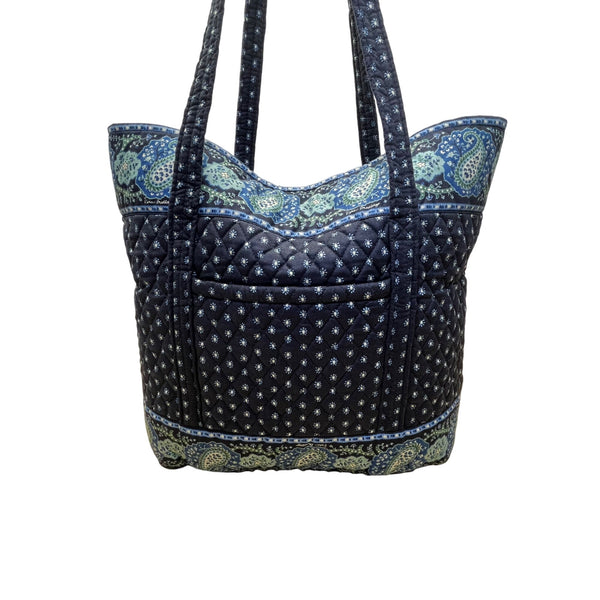Vera Bradley Paisley Quilted With Long Straps Blue Floral Design Tote Bag