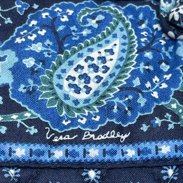 Vera Bradley Paisley Quilted With Long Straps Blue Floral Design Tote Bag