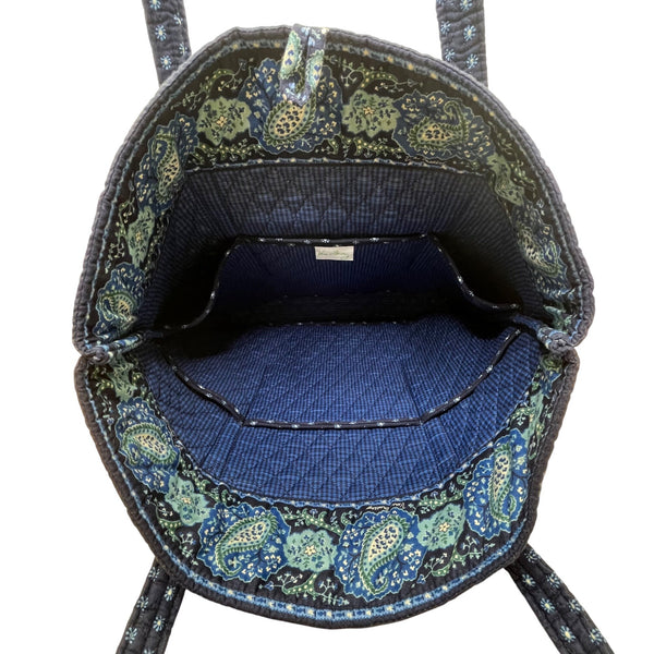 Vera Bradley Paisley Quilted With Long Straps Blue Floral Design Tote Bag
