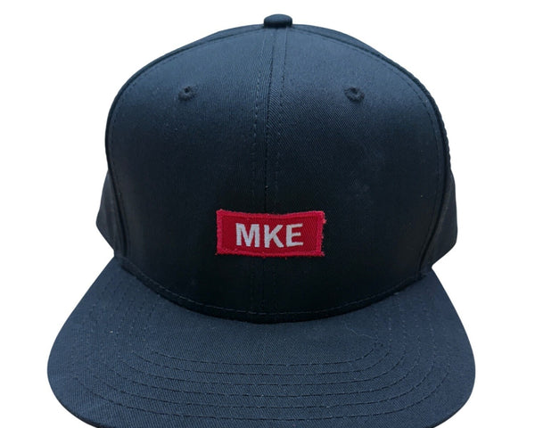 Fahrenheit headwear Black Baseball Cap With MKE Red Patch Front Adjustable Snapback OS