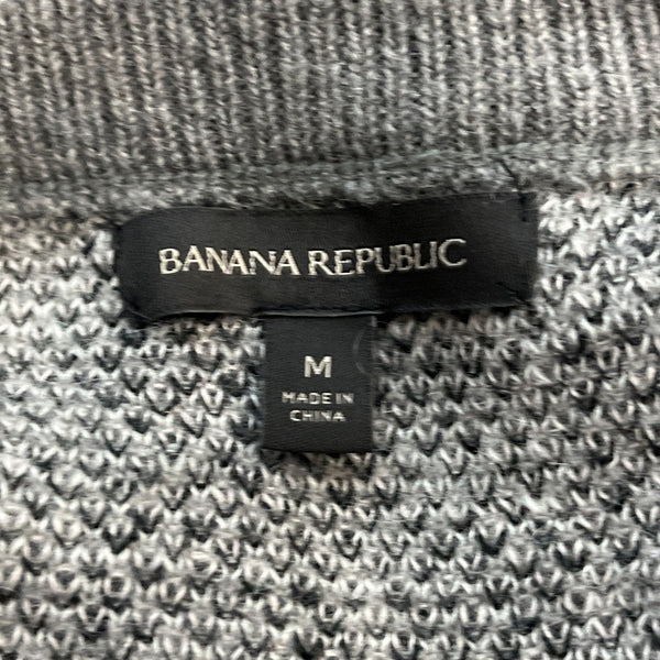 Banana Republic Women's Grey & Black Grid Cropped Plaid V Neck Sweater Sz M