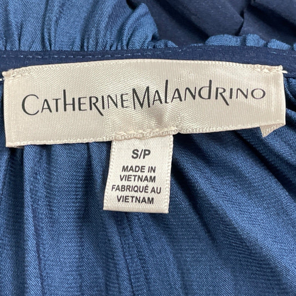 Catherine Malandrino Women Navy Ruffle Sleeve Blouse With Tie Neck Detail Sz S/P