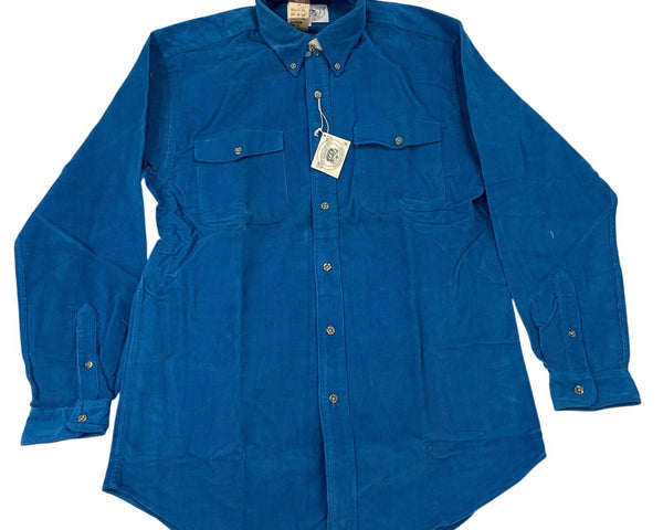 John Ashford Sport Blue Corduroy Button-Down Long Sleeve Shirt Size M - New