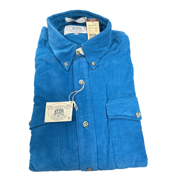 John Ashford Sport Blue Corduroy Button-Down Long Sleeve Shirt Size M - New