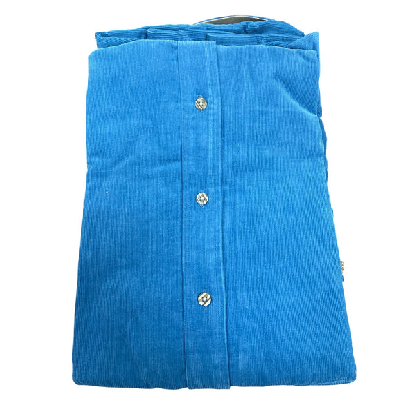 John Ashford Sport Blue Corduroy Button-Down Long Sleeve Shirt Size M - New