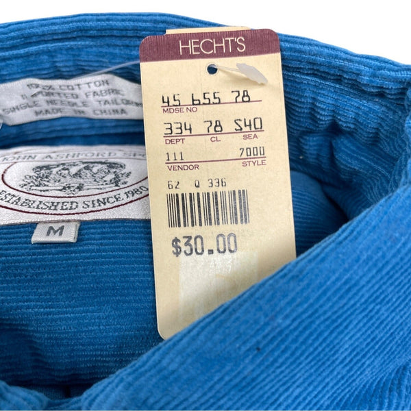 John Ashford Sport Blue Corduroy Button-Down Long Sleeve Shirt Size M - New