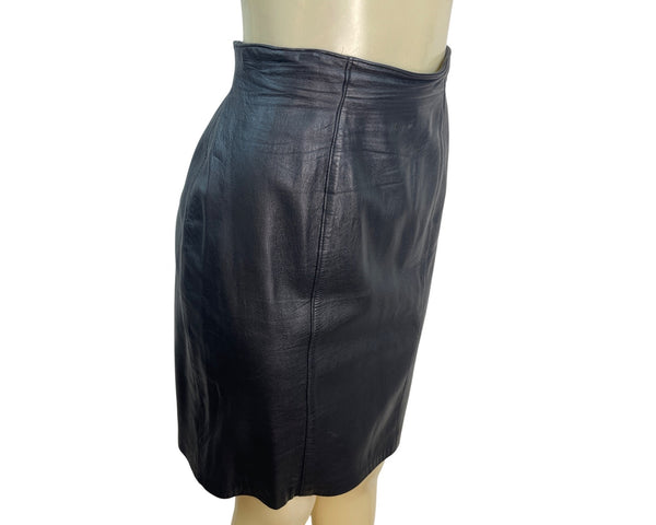 Evan Davies Womens Black Lambnappa Leather Pencil Skirt Size 12