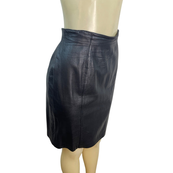 Evan Davies Womens Black Lambnappa Leather Pencil Skirt Size 12