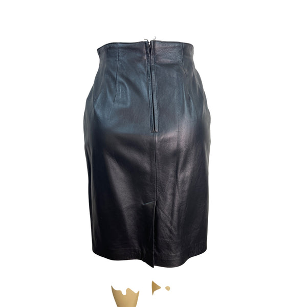 Evan Davies Womens Black Lambnappa Leather Pencil Skirt Size 12