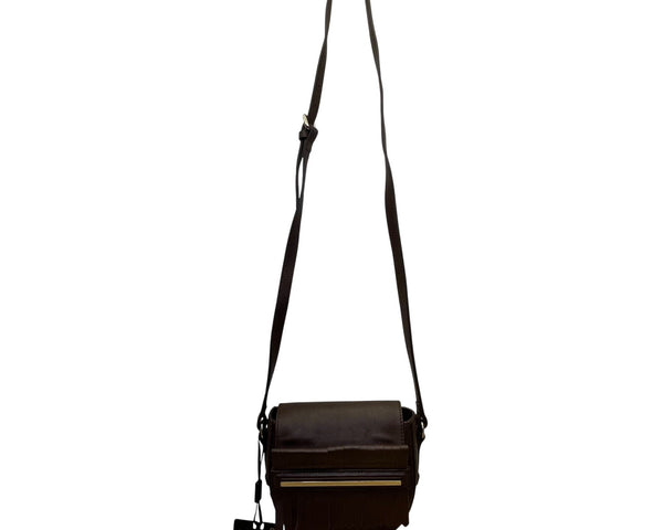 Massimo Dutti Women’s Brown Leather Fringe Flap Adjustable Strap Crossbody Bag