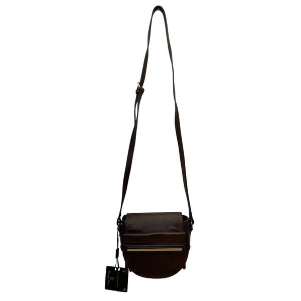 Massimo Dutti Women’s Brown Leather Fringe Flap Adjustable Strap Crossbody Bag