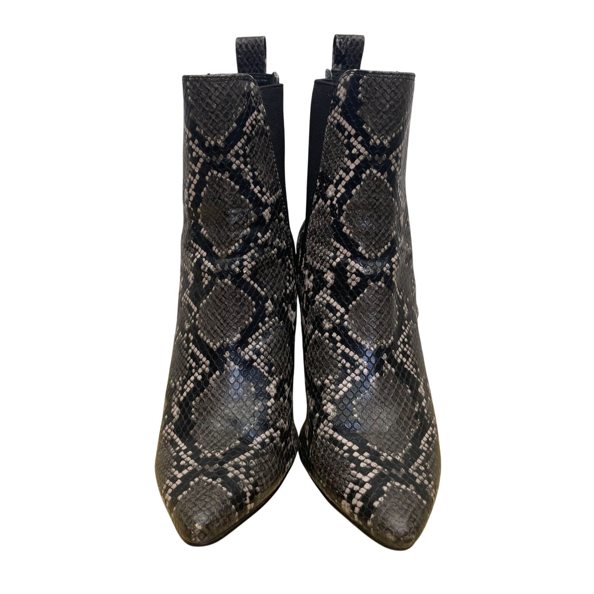 Steve Madden Women’s Black Snakeskin Print Pointed Toe Ankle Boots Size 9.5M