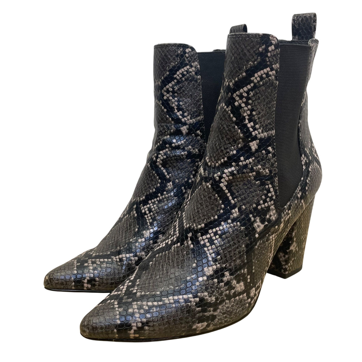 Steve Madden Women’s Black Snakeskin Print Pointed Toe Ankle Boots Size 9.5M