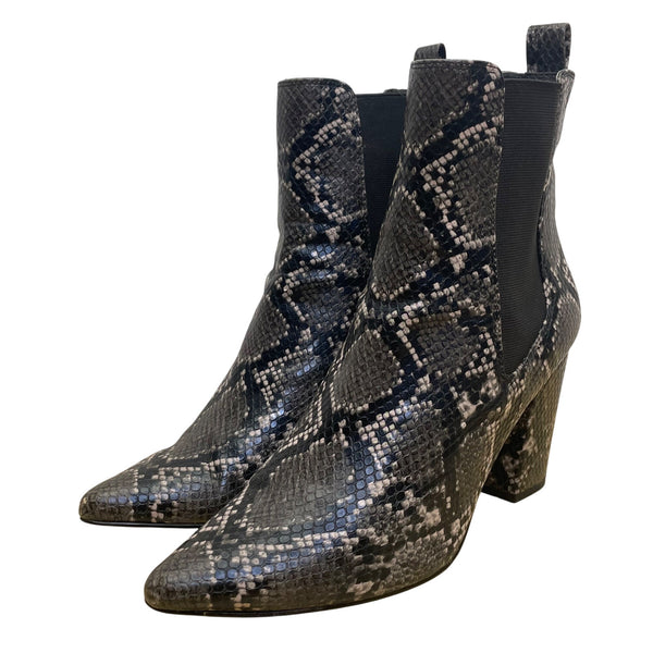 Steve Madden Women’s Black Snakeskin Print Pointed Toe Ankle Boots Size 9.5M