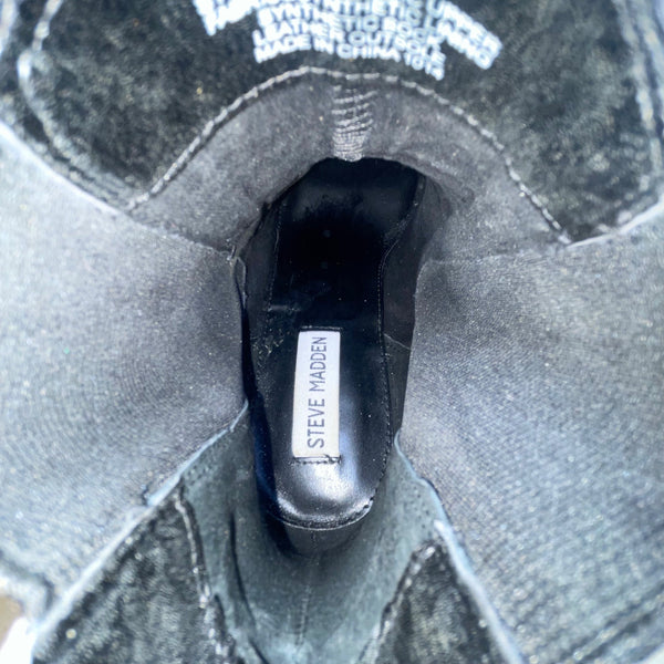 Steve Madden Women’s Black Snakeskin Print Pointed Toe Ankle Boots Size 9.5M