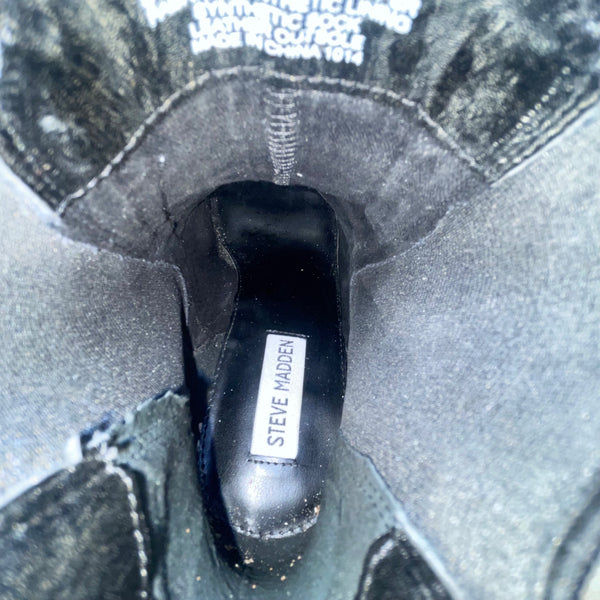 Steve Madden Women’s Black Snakeskin Print Pointed Toe Ankle Boots Size 9.5M