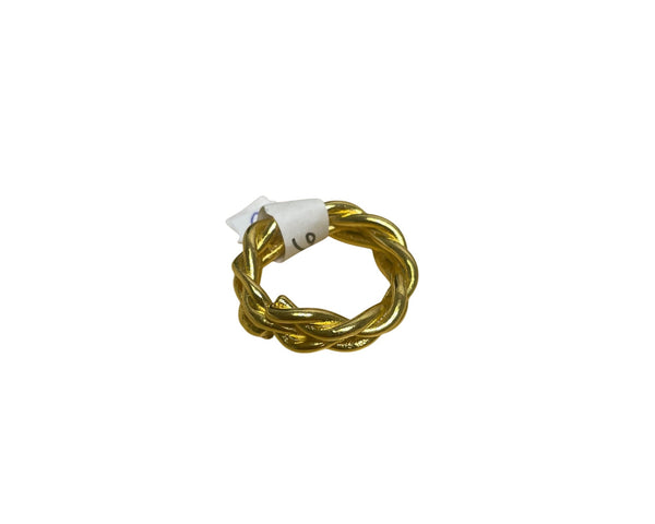 Braided Gold Tone Metal Ring Lightweight Modern Design Women’s Jewelry Adjustable Fit
