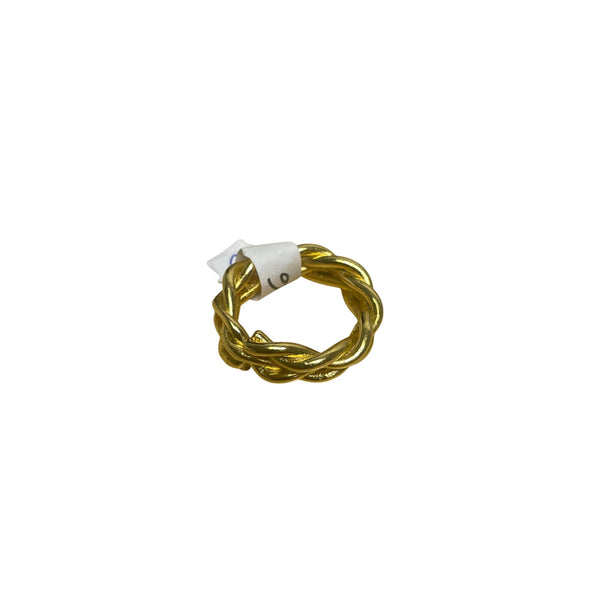 Braided Gold Tone Metal Ring Lightweight Modern Design Women’s Jewelry Adjustable Fit