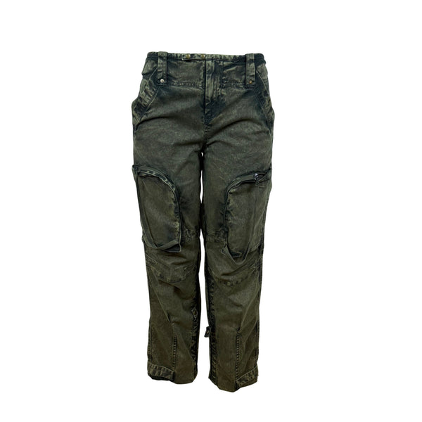We The Free Women's Olive Green Cotton Cargo Pants Dual Zipper Pockets Sz XS