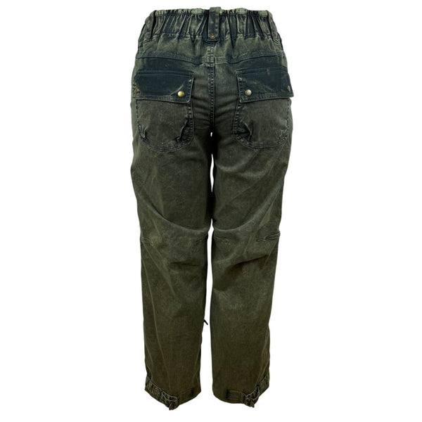 We The Free Women's Olive Green Cotton Cargo Pants Dual Zipper Pockets Sz XS