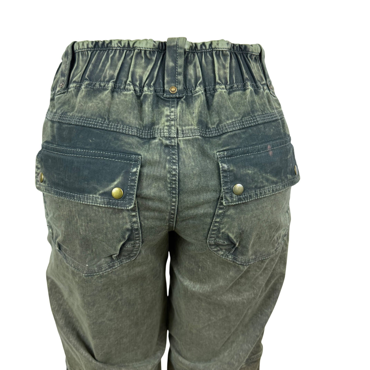 We The Free Women's Olive Green Cotton Cargo Pants Dual Zipper Pockets Sz XS
