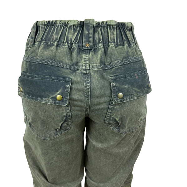 We The Free Women's Olive Green Cotton Cargo Pants Dual Zipper Pockets Sz XS