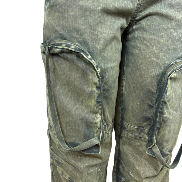 We The Free Women's Olive Green Cotton Cargo Pants Dual Zipper Pockets Sz XS