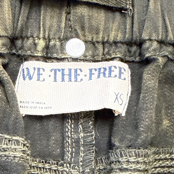 We The Free Women's Olive Green Cotton Cargo Pants Dual Zipper Pockets Sz XS