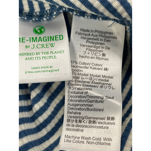 J.Crew Women's Blue & White Striped Collared Short Sleeve Polo Shirt Size L