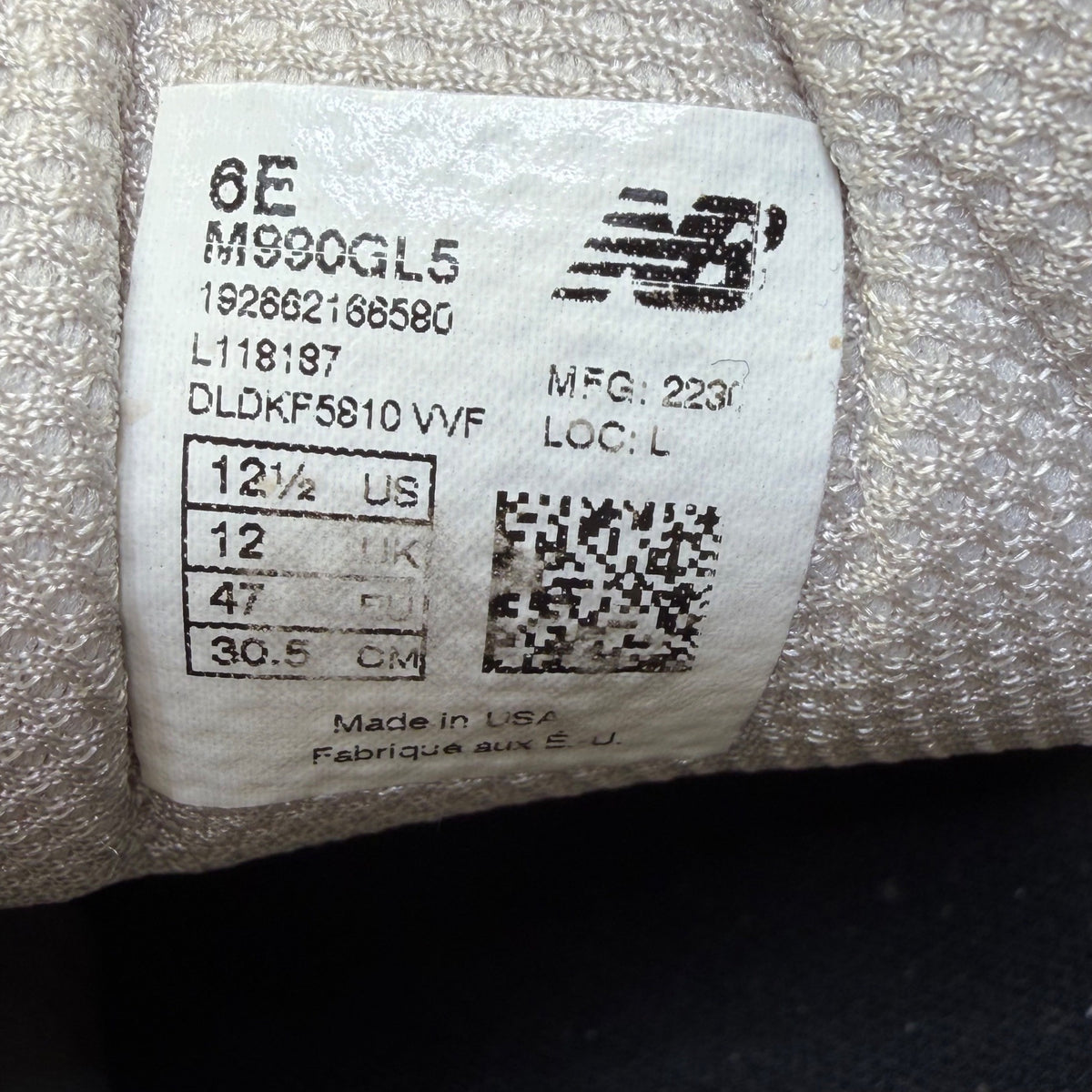 New Balance Mens Grey Suede Mesh Running Shoes 990GL5 Size 12.5 Wide 6E Durable Fit