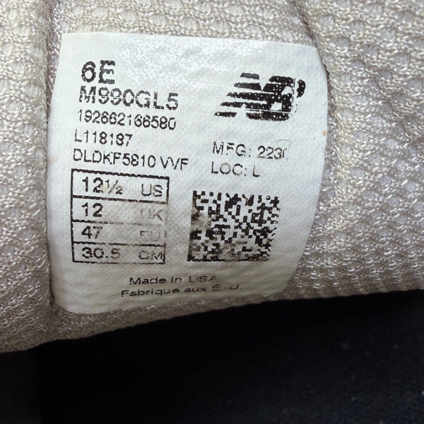 New Balance Mens Grey Suede Mesh Running Shoes 990GL5 Size 12.5 Wide 6E Durable Fit