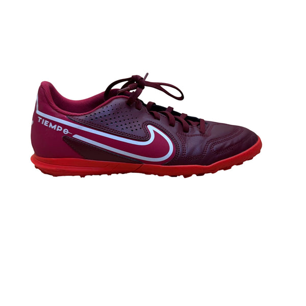 Nike Mens Red Tiempo Turf Soccer Shoes Synthetic Upper Size 6 Lace-Up Athletic