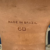 Pula Women’s Yellow Blue Squared Toe Heeled Sandals Sz 6B