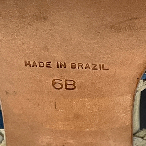 Pula Women’s Yellow Blue Squared Toe Heeled Sandals Sz 6B