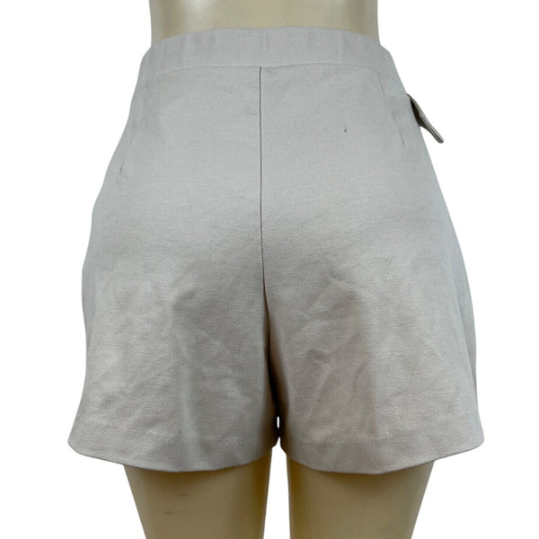 H & M Womens Beige High-Waisted Shorts With Belt Detail Sz S