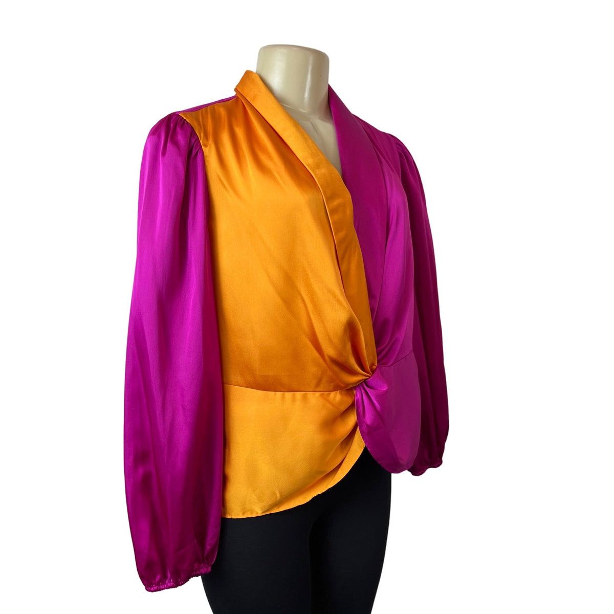 International Concepts Women's Magenta and Orange Long Sleeve Blouse Sz M