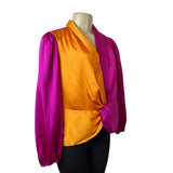 International Concepts Women's Magenta and Orange Long Sleeve Blouse Sz M