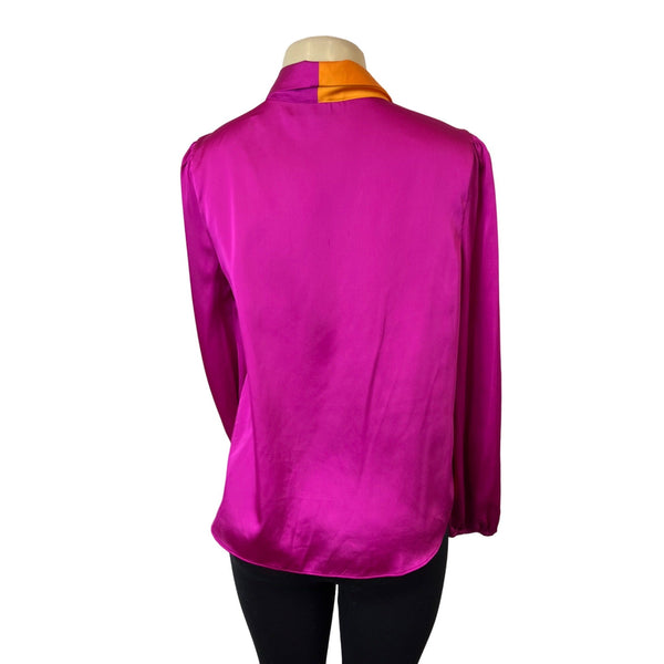 International Concepts Women's Magenta and Orange Long Sleeve Blouse Sz M