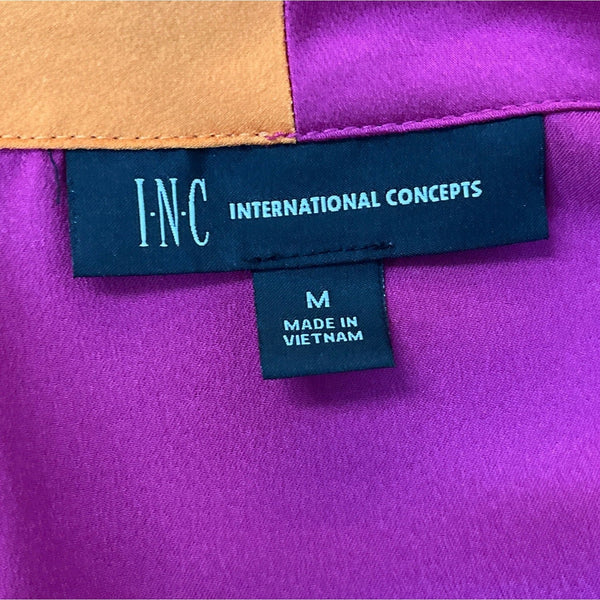 International Concepts Women's Magenta and Orange Long Sleeve Blouse Sz M